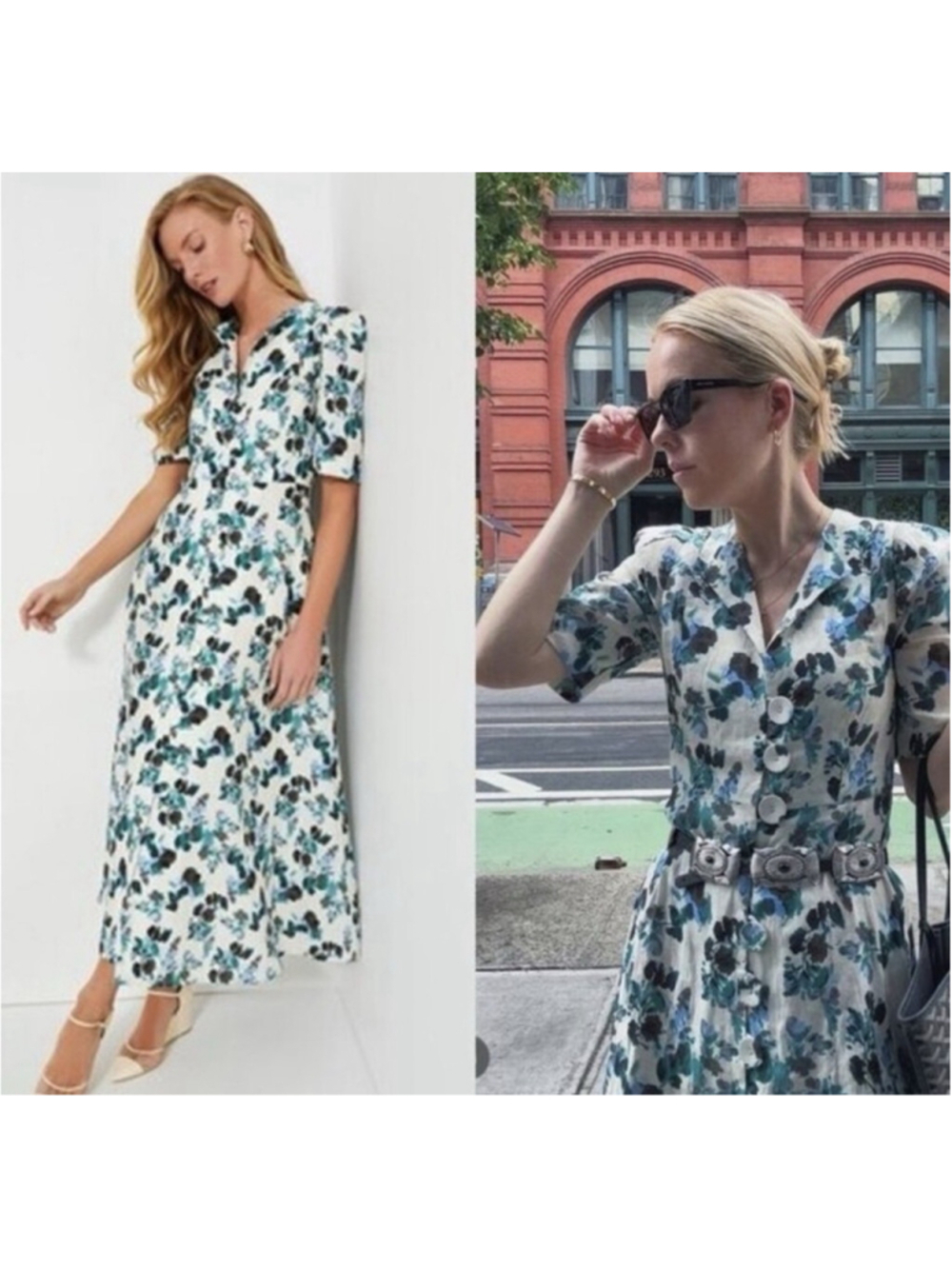 Tuckernuck Budding Bluebell Hadley Collared Floral Shirt Linen Maxi Dress Picnic